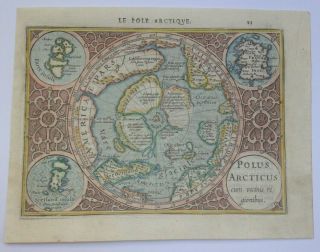 North Polar Region 1613 Mercator Hondius Atlas Minor Unusual Antique Map