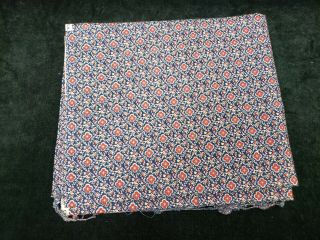 2 Yards Vintage Cotton Fabric Tiny Flowers on Navy Blue 44 