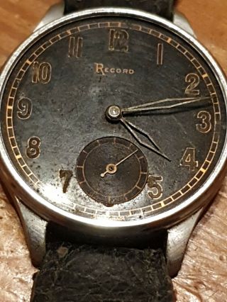 Rare Vintage Record Watch.  Swiss Made.  Chrome Back Possibly Military.