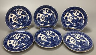 Set Of 6 Vintage Churchill Blue Willow China Bread Dessert 6 " Plates Aa