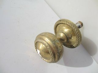 Late Vintage Brass Centre Door Knob Handle Pull Old Plate Rope Antique Style