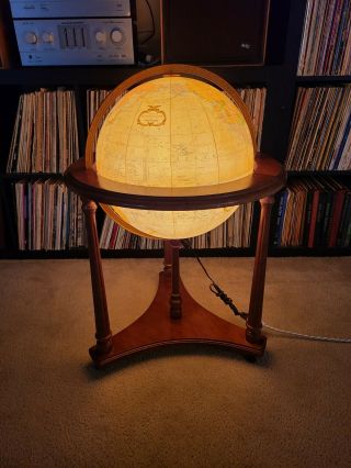Vtg Replogle Heirloom 16 " Lighted Floor Chair - Side Globe Neoclassical Wood Stand