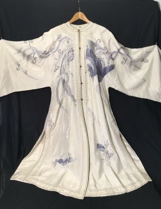 Fine Antique Chinese Silk Embroidered Court Robe W/ Phoenix & Flowers Textile