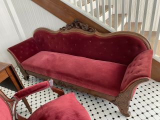 Antique Victorian 2 Pc Parlor Set Couch And Chair