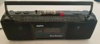Vintage Sanyo M7024a Am/fm Stereo Cassette Boom Box Recorder Player 4 Speaker