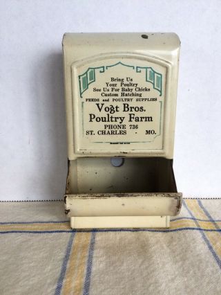 Vintage White Tin Metal Wall Mount Match Box Holder Antique Advertising