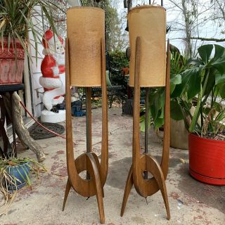 The Adrian Pearsall For Modeline Walnut Rocket Lamps - A Pair