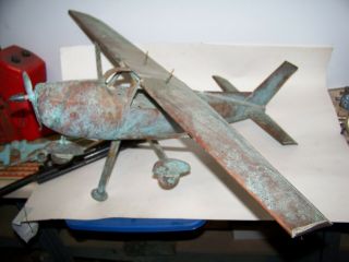 Vintage Copper 3 Dimensional Piper Cherokee Look Airplane Weather Vane