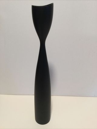 Vintage Danish Modern Black Wood Tulip Candle Holders Made In Denmark 11.  5“ Tall