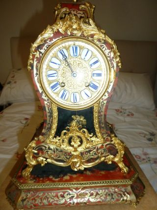 Vintage Boulle Mantel Clock With Base & Key
