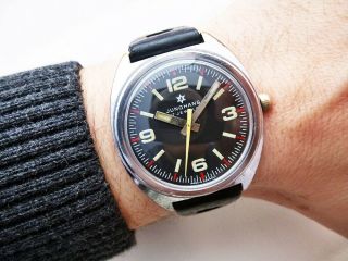Rare Black German Junghans Diver Vintage Wristwatch From 1970 