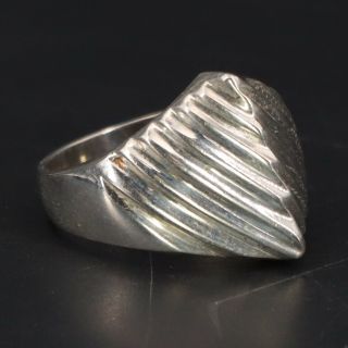 Vtg Sterling Silver - Mexico Modern Fluted Ridged Pointed Solid Ring Size 8 - 8g