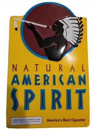 Natural American Spirit Cigarette Tobacco Tin Sign Vintage