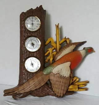 Vintage Burwood Pheasant Weather Station Thermometer Hygrometer Barometer U.  S.  A.