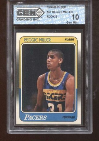 Reggie Miller Rc 1988 - 89 Fleer 57 Indiana Pacers Rookie Gem 10