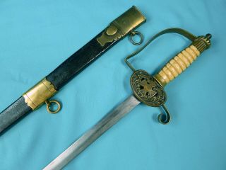 Antique 19 Century Us Civil War Period Militia Sword W/ Scabbard