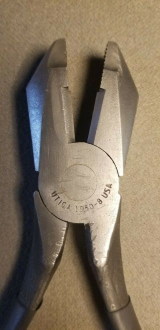 Vintage Utica Linesman Pliers 1950 - 8 Made In Usa