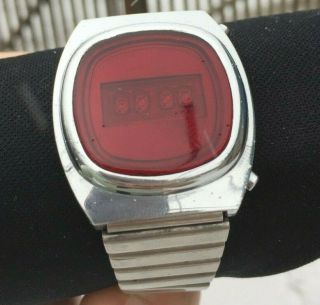 Vintage Old Soviet Ussr Elektronika 1 Pulsar Red Digital Watch