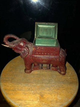 Antique 1920s Art Deco Cast Iron Elephant Cigarette Dispenser.