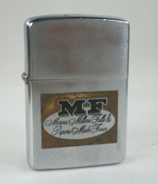 Vintage Mf Means Millers Falls (mass. ) & Papers Made Finer Zippo Lighter 1964