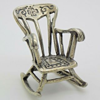 Vintage Solid Silver Italian Made Large Rocking Chair Figurine Stamps Miniature