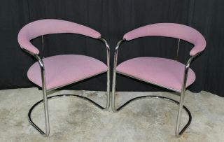 Anton Lorenz For Thonet Cantilevered Chrome Arm Chairs Mid Century