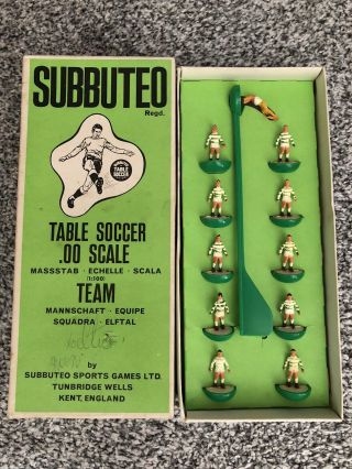 Vintage Subbuteo Hw Heavyweight Ref 25 Celtic Complete Boxed Team Green Bases