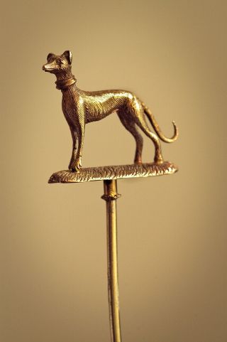 Antique Victorian English 15k Gold Greyhound Dog Stickpin Brooch C1880