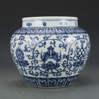 Estate China Antique Ming Kangxi Blue&white Porcelain Flowers Plant Pot