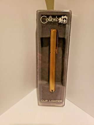 Vintage Colibri Brushed Gold Tone Pipe Lighter/original Box