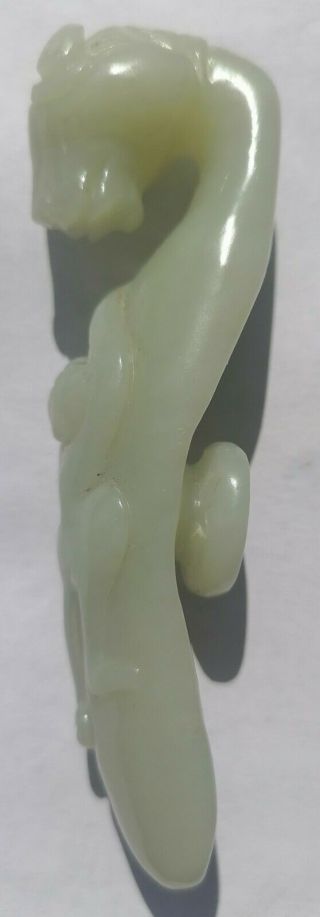 20 CHINESE ANTIQUE CARVED JADE BELT HOOK FIBULE HORSE AND MONKEY QING PERIOD 2
