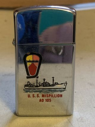 Vintage Zippo Lighter 1964 U.  S.  S.  Mispillion Ao 105 Naval Military Lighter