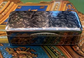 Imperial Russian Silver Niello 84 Snuff Box,  Circa 19th Century,  Moscow