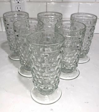 Set Of 6 Vintage Whitehall Colony Clear Cubist 6 " Footed Iced Tea Tumbler