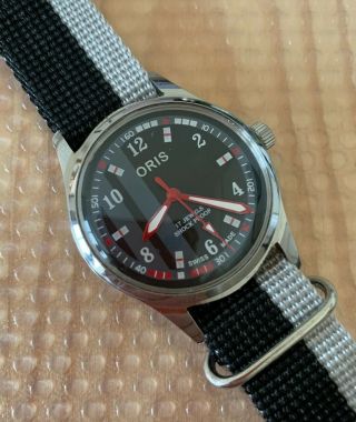 Vintage Swiss Oris 1970s Racing Sports Watch Rare Dial Model With Sword Hands