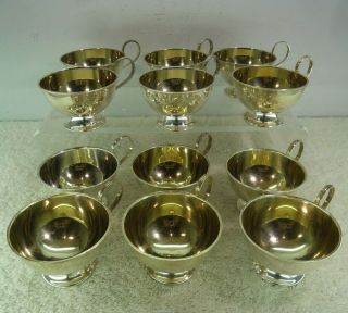Set Of 12 Solid Silver Gilt Punch Toddy Tea Cups,  390 Grams,  Stockholm 1967