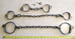 Antique H & R Arms Bean Cobb Handcuffs Ankle Restraints Leg Irons 1899 2 Keys