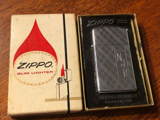 Vintage Zippo Lighter No.  1610 High Polish Slim Cigarette Monogrammed