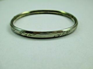 Antique Sterling Silver Childs Bangle Bracelet 5.  5 " Hinged 868d