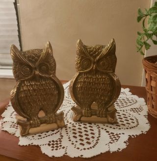 Vintage Brass Owl Bookends Made In Korea