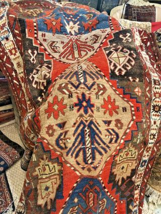 Auth: Antique Caucasian Rug Armenian Kazak Mystical Art Collectible 4x6 Nr
