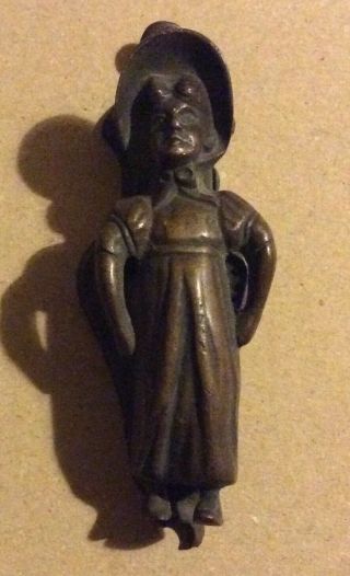 Antique Vintage Brass.  Lady Door Knocker,  Suffragette ?,  Welsh Lady,  Red Riding Hood