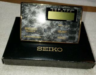 Vintage Seiko Quartz Alarm Chronograph Qek151n Ys50a Travel Lcd Alarm Clock