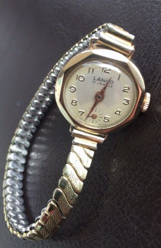 Vintage Ladies Lanco 15 Jewel Gold Plated Mechanical Watch Swiss Made