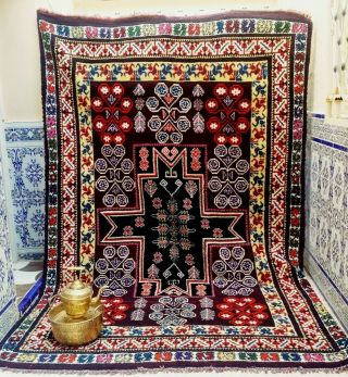Vintage Boujad Rug Moroccan Tribal Wool Handmade Berber Bohemian 9 