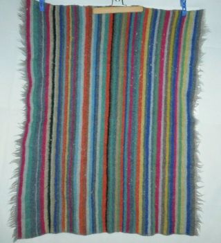 Vtg Avoca Handweavers Ireland Rug Throw Blanket 100 Wool Striped Fringe 41 " X32 "