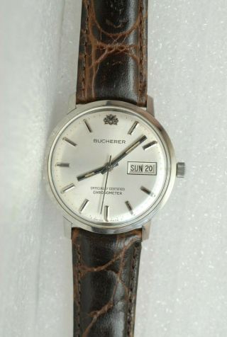 Ex - Vintage Bucherer Officially Certified Chronometer Day/date - 1510a - 1960s Watch