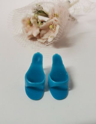 Barbie 1960 Vintage Japan TEAL OPEN TOED HEELS Shoes Accessories Clothes Mules 2