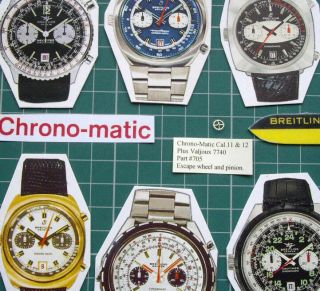 705 Escape Wheel & Pinion.  1970s Chrono - Matic Breitling Heuer Cal.  11,  12,  14
