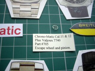 705 Escape Wheel & Pinion.  1970s Chrono - Matic Breitling Heuer Cal.  11,  12,  14 2